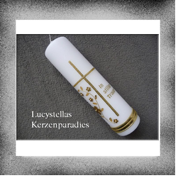 Trauerkerze Kreuz Ranke einfach vintage gold